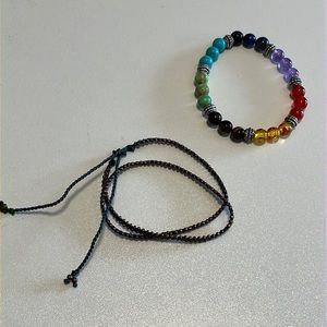 BOGO - Two Bracelets: (1) Tiny delicate crochet and (2) 7 chakras beads